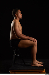 Whole Body Man Black Underwear Average Sitting Studio photo references